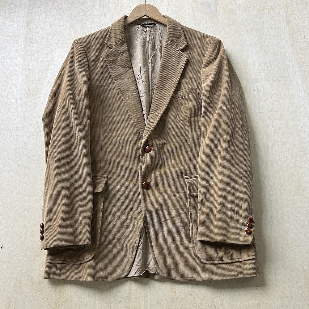 Vintage Jordache Blazer Mens 40 Beige Corduroy Sport Coat Jacket 2 Button